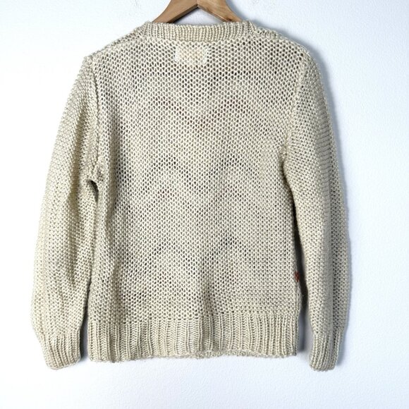 Vintage 80s Sweater Womens Small Classic Knit Fisherman Fall Winter Rustic Boho - Picture 6 of 6